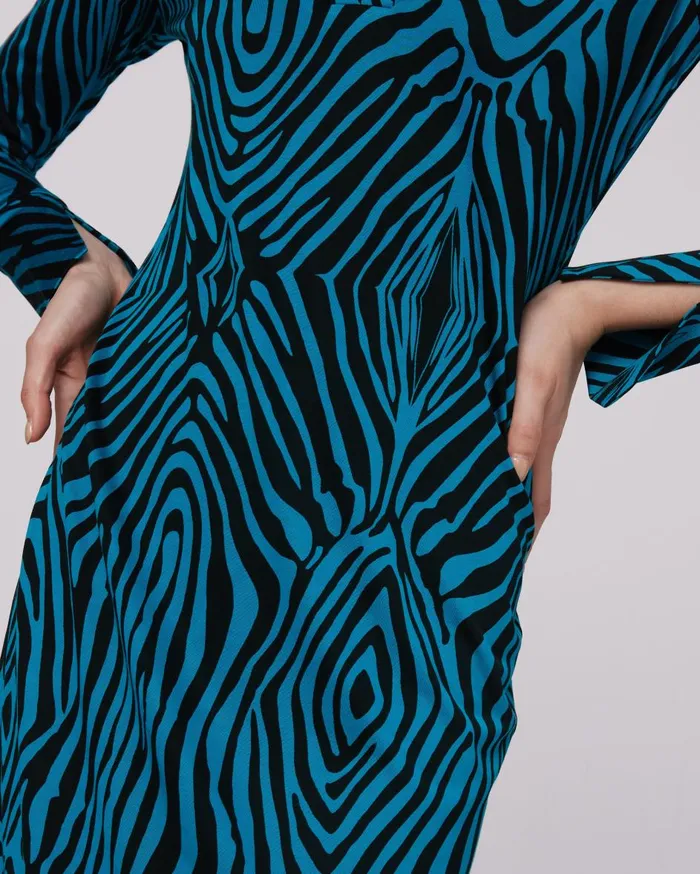 Women Sonca Dress Huge Zebra Blue DVF Dresses