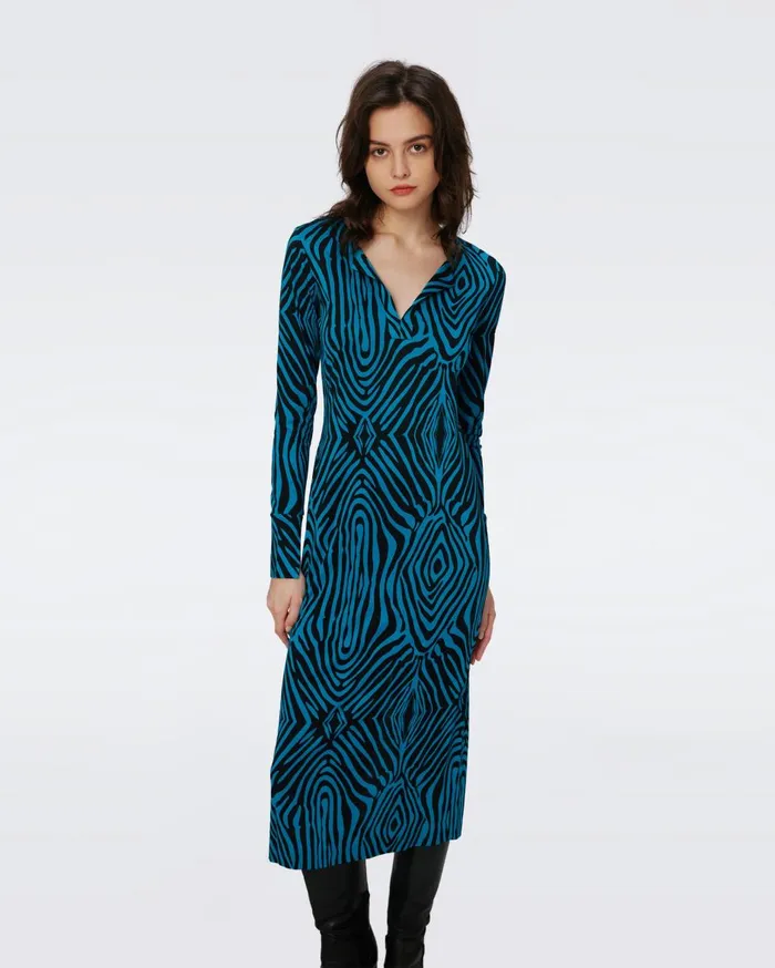 Women Sonca Dress Huge Zebra Blue DVF Dresses