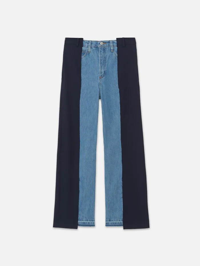 Women Straight FRAME Le Mix Trouser 8212 Navy Meadow
