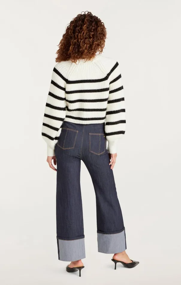Women Striped Keren Pullover Ivoryblack Cinq Sept Long Sleeve Tops
