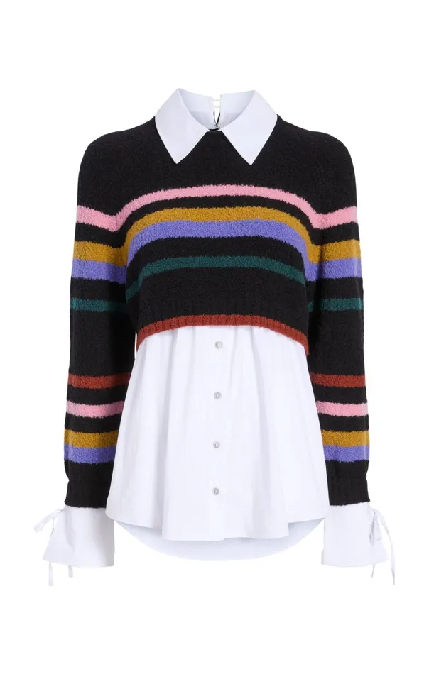 Women Striped Nelida Pullover Blackmulti Cinq Sept Sweaters and Knits