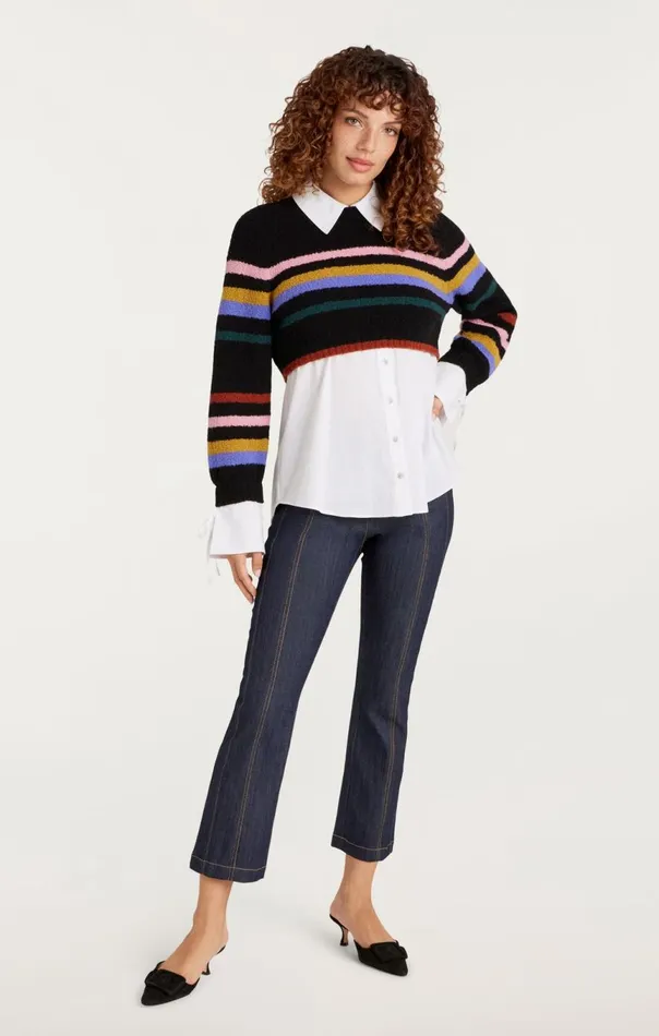 Women Striped Nelida Pullover Blackmulti Cinq Sept Sweaters and Knits