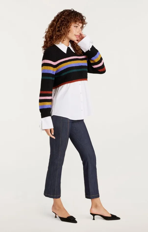 Women Striped Nelida Pullover Blackmulti Cinq Sept Sweaters and Knits
