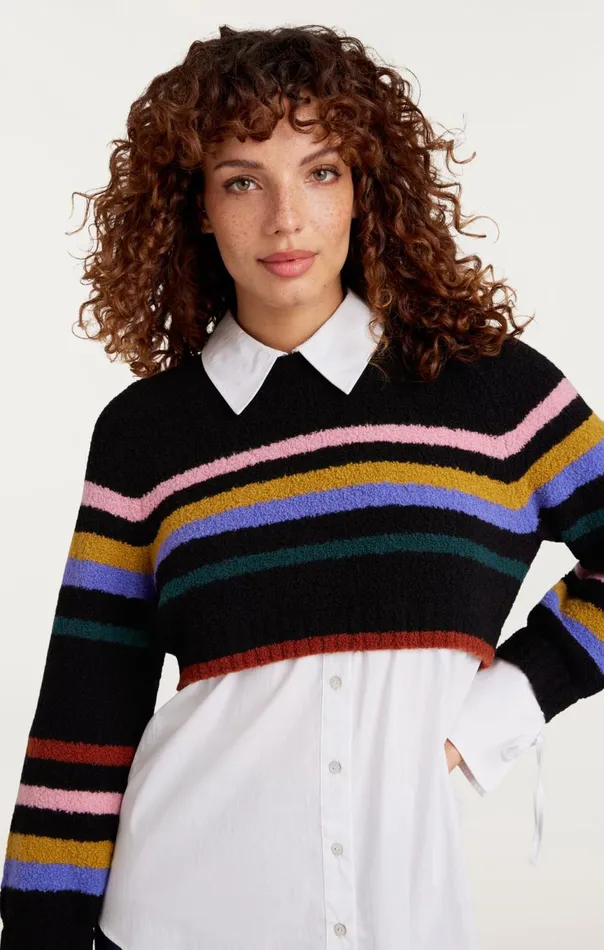 Women Striped Nelida Pullover Blackmulti Cinq Sept Sweaters and Knits