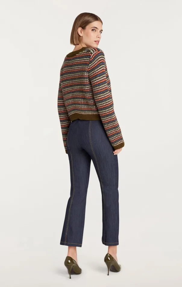 Women Striped Romina Cardigan Darkolivemulti Cinq Sept Sweaters and Knits