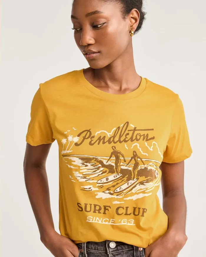 Women SURF CLUB GRAPHIC TEE Old Gold Pendleton Tees and Sweatshirts