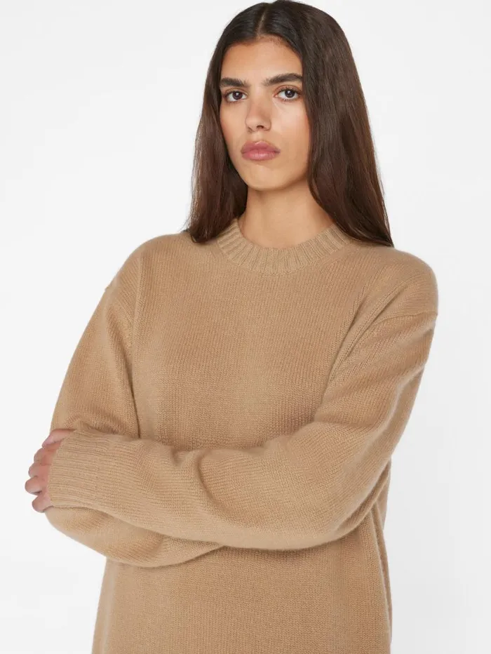 Women Sweaters FRAME Boyfriend Cashmere Crew 8212 Light Camel Women Sweaters FRAME Boyfriend Cashmere Crew 8212 Light Camel