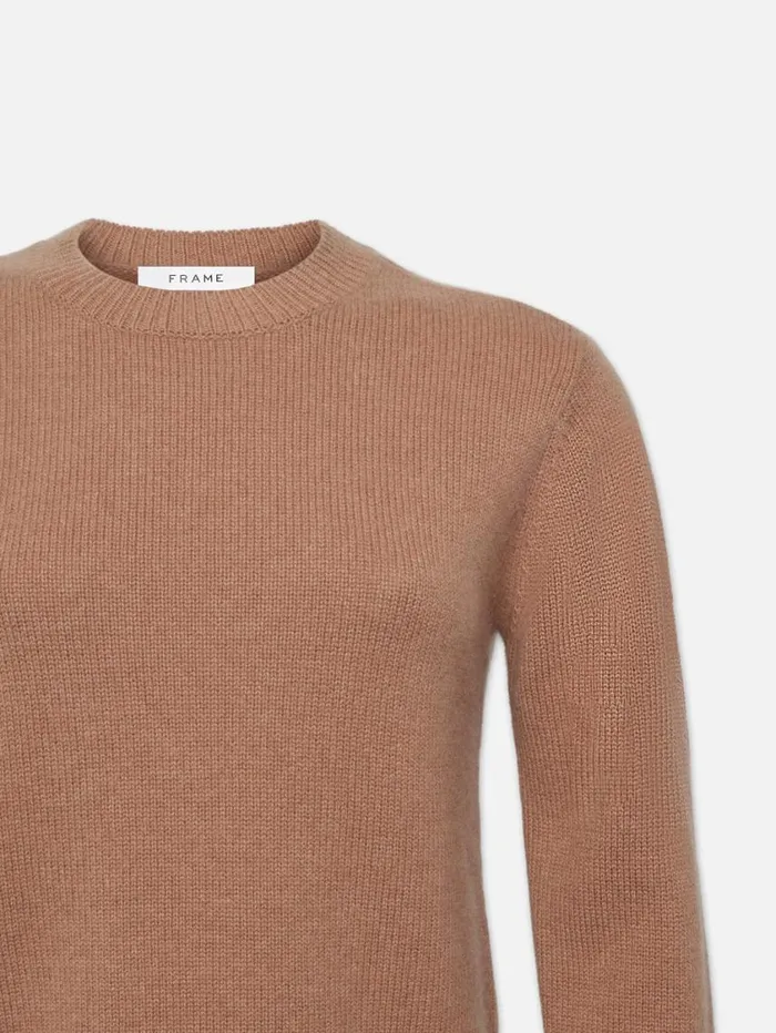 Women Sweaters FRAME Cashmere Clean Crew 8212 Camel Women Sweaters FRAME Cashmere Clean Crew 8212 Camel