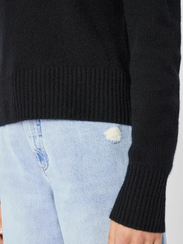 Women Sweaters FRAME Cashmere Clean Crew 8212 Noir
