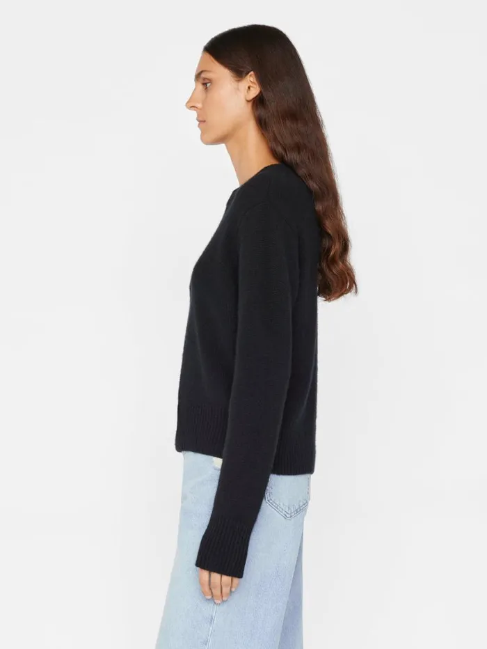 Women Sweaters FRAME Cashmere Clean Crew 8212 Noir
