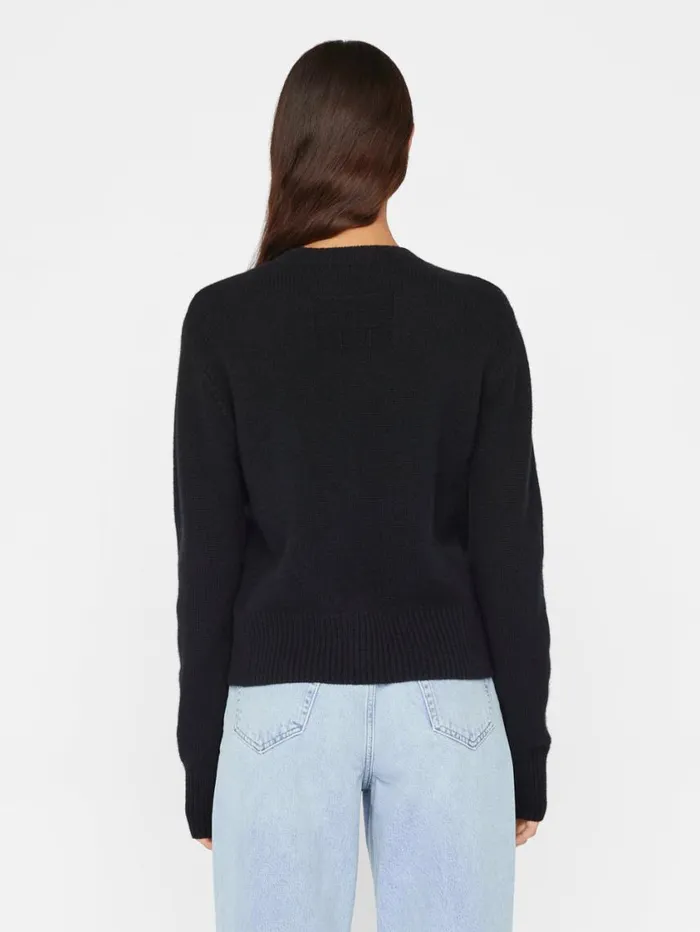 Women Sweaters FRAME Cashmere Clean Crew 8212 Noir