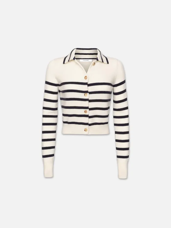 Women Sweaters FRAME Mariner Cashmere Cardi 8212 Off White Multi