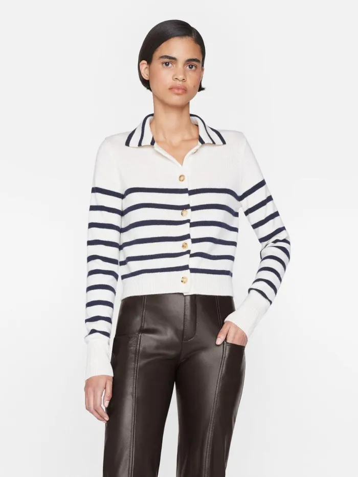 Women Sweaters FRAME Mariner Cashmere Cardi 8212 Off White Multi Women Sweaters FRAME Mariner Cashmere Cardi 8212 Off White Multi