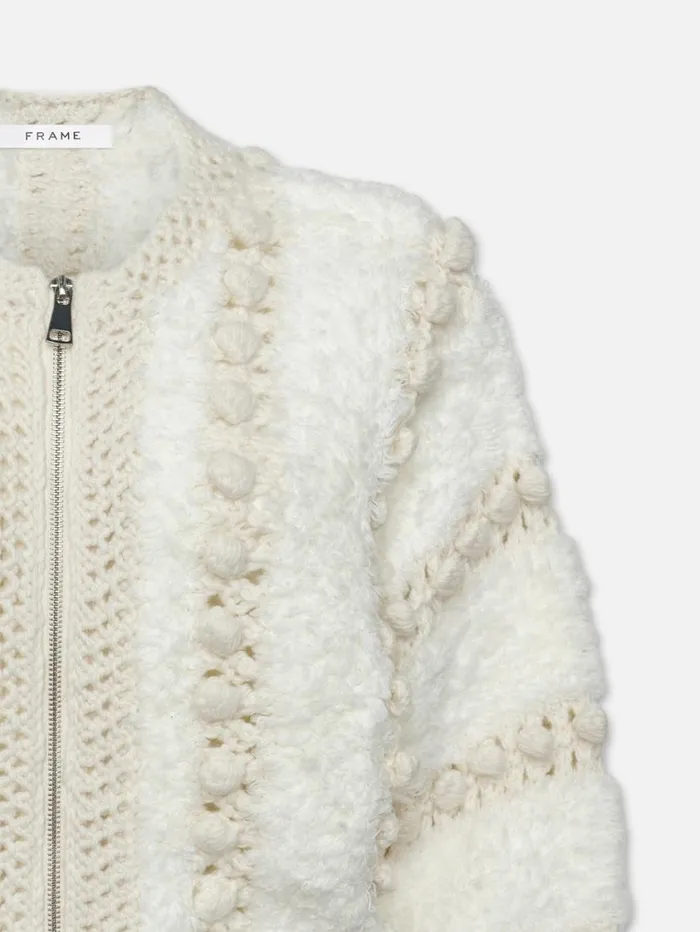 Women Sweaters FRAME Pom Pom Cardi 8212 Cream