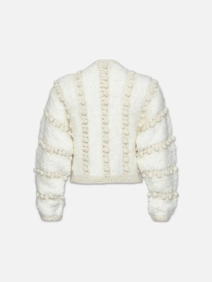 Women Sweaters FRAME Pom Pom Cardi 8212 Cream