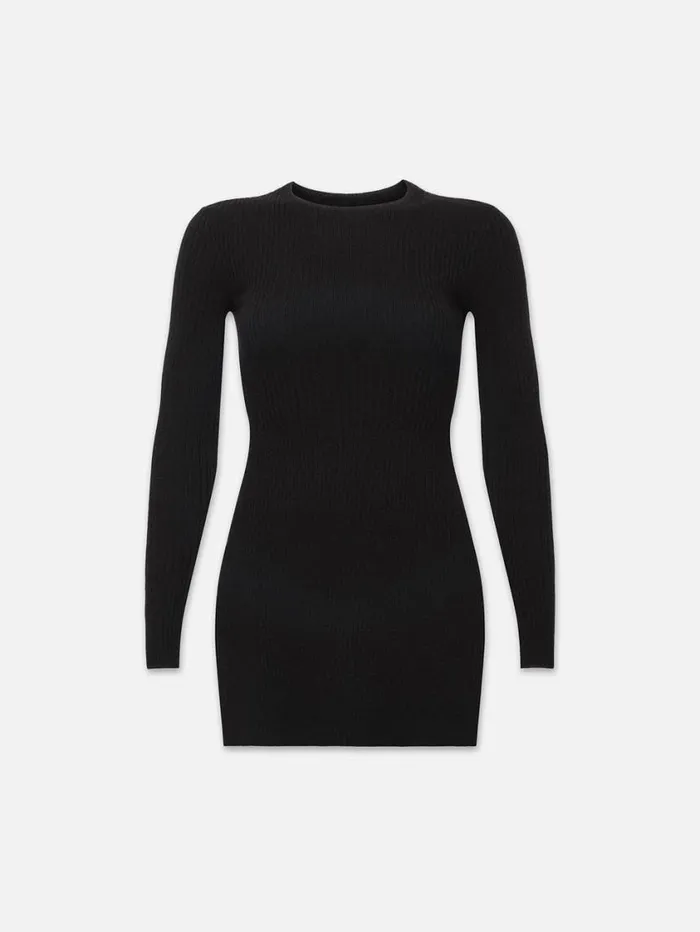 Women Sweaters FRAME Ribbed Cashmere Tunic 8212 Noir