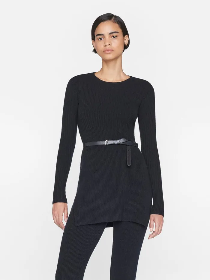 Women Sweaters FRAME Ribbed Cashmere Tunic 8212 Noir Women Sweaters FRAME Ribbed Cashmere Tunic 8212 Noir