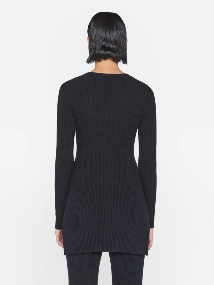 Women Sweaters FRAME Ribbed Cashmere Tunic 8212 Noir Women Sweaters FRAME Ribbed Cashmere Tunic 8212 Noir