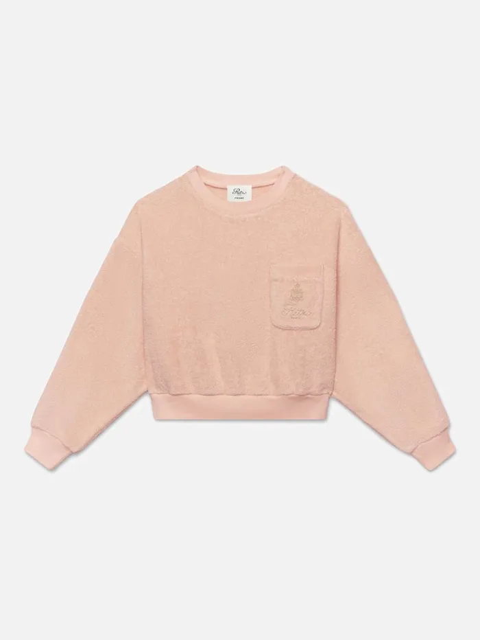 Women Sweaters FRAME Ritz Women039s Terry Cropped Sweatshirt 8212 Ritz Pink