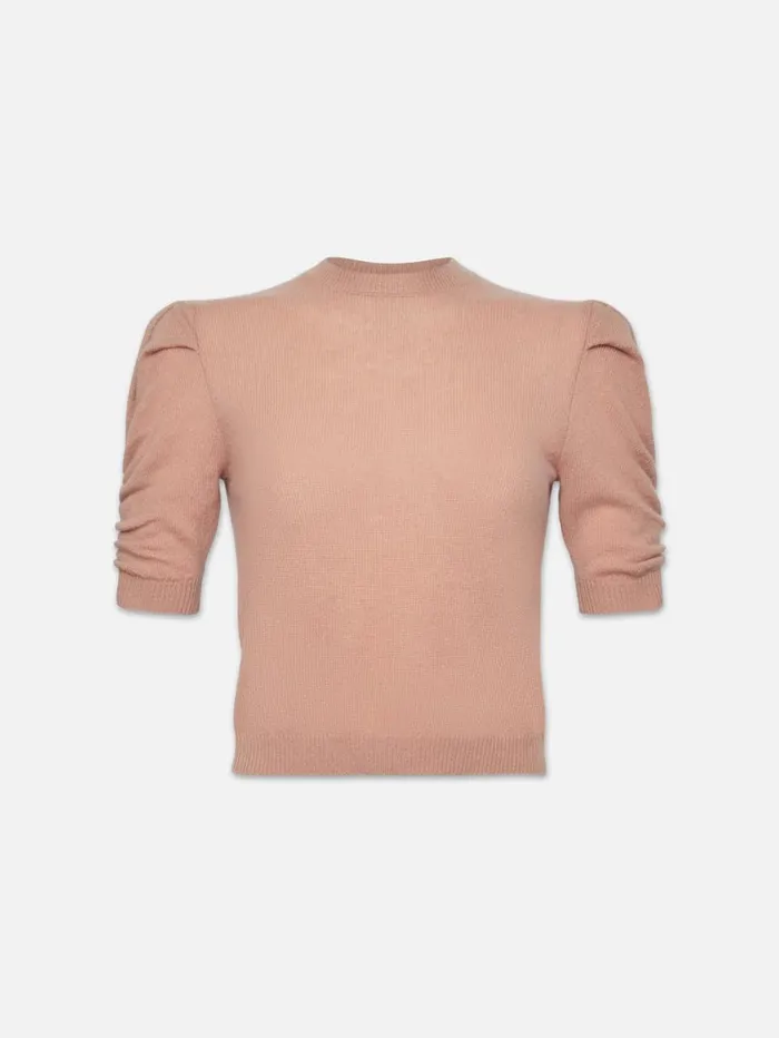 Women Sweaters FRAME Ruched Sleeve Cashmere Sweater 8212 Blush
