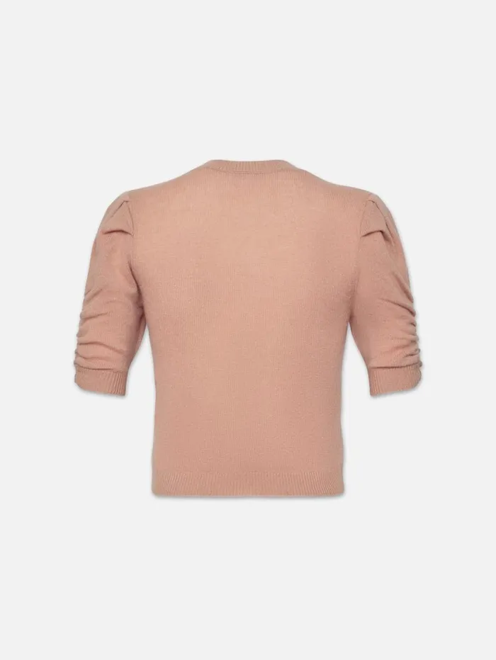 Women Sweaters FRAME Ruched Sleeve Cashmere Sweater 8212 Blush