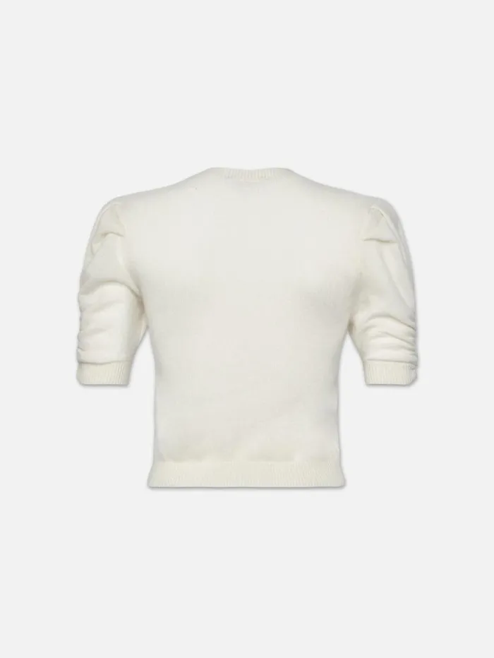 Women Sweaters FRAME Ruched Sleeve Cashmere Sweater 8212 Cream Women Sweaters FRAME Ruched Sleeve Cashmere Sweater 8212 Cream