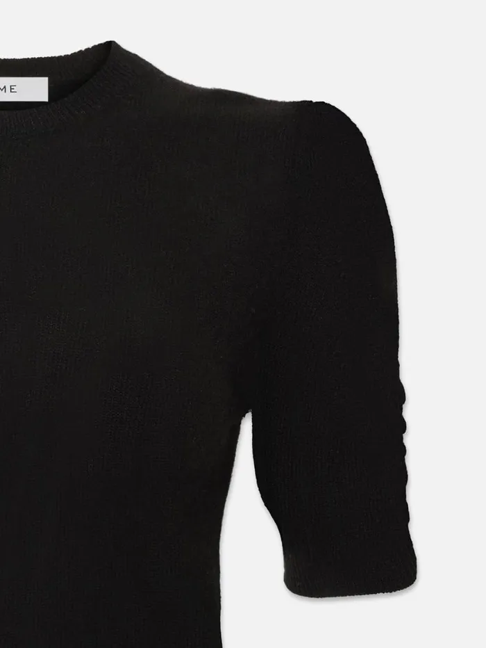 Women Sweaters FRAME Ruched Sleeve Cashmere Sweater 8212 Noir