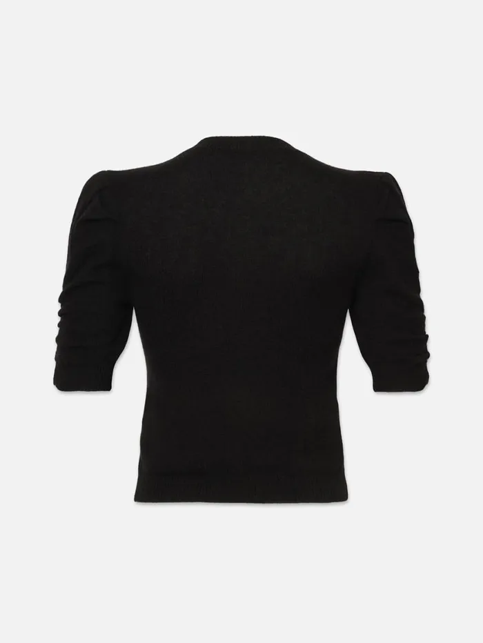 Women Sweaters FRAME Ruched Sleeve Cashmere Sweater 8212 Noir