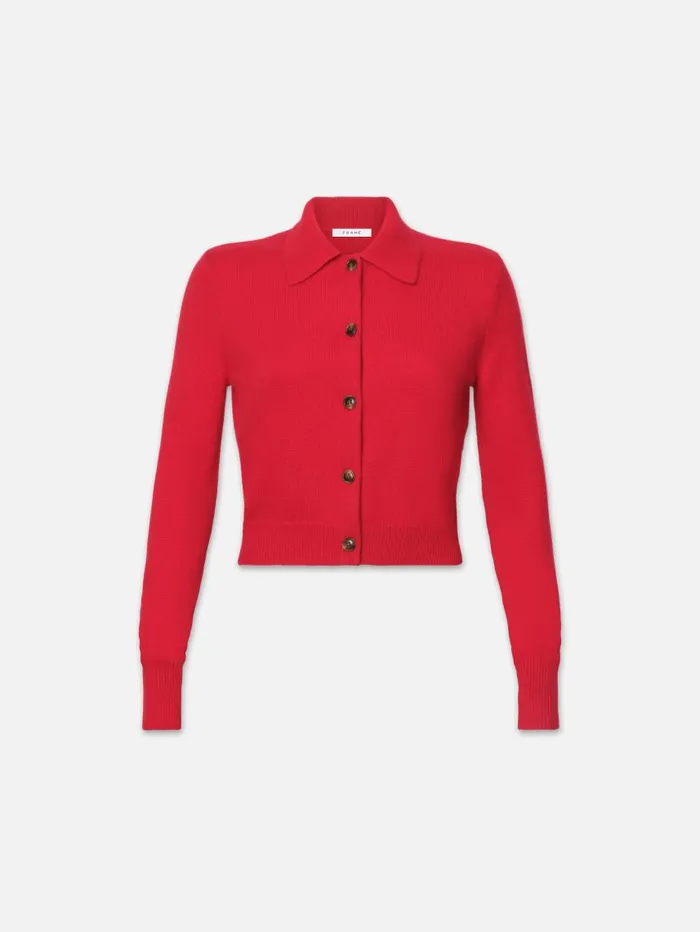 Women Sweaters FRAME Shrunken Cashmere Cardi 8212 Cherry Red