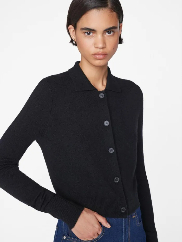 Women Sweaters FRAME Shrunken Cashmere Cardi 8212 Noir Women Sweaters FRAME Shrunken Cashmere Cardi 8212 Noir