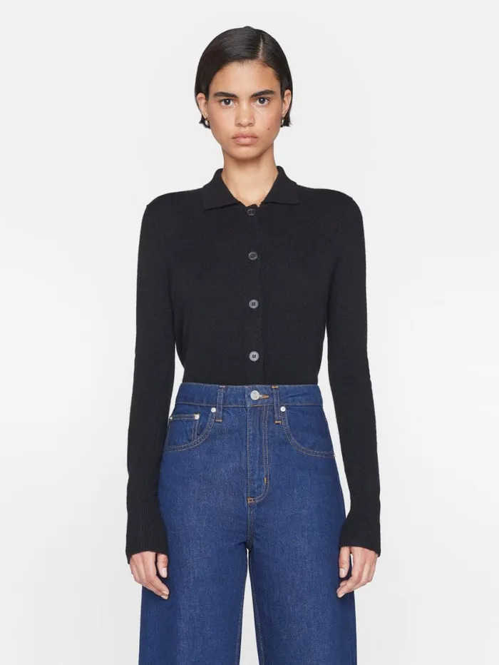 Women Sweaters FRAME Shrunken Cashmere Cardi 8212 Noir Women Sweaters FRAME Shrunken Cashmere Cardi 8212 Noir