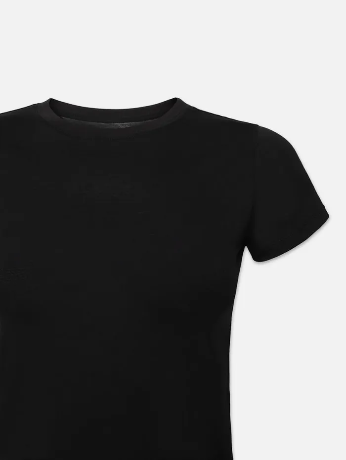 Women Tanks and Tees FRAME Baby Tee 8212 Black Women Tanks and Tees FRAME Baby Tee 8212 Black