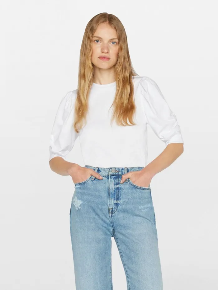 Women Tanks and Tees FRAME Frankie Tee 8212 Blanc Women Tanks and Tees FRAME Frankie Tee 8212 Blanc
