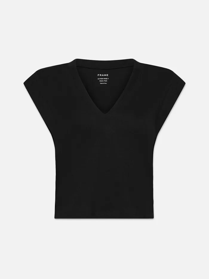 Women Tanks and Tees FRAME Le High Rise V Neck Tee 8212 Noir