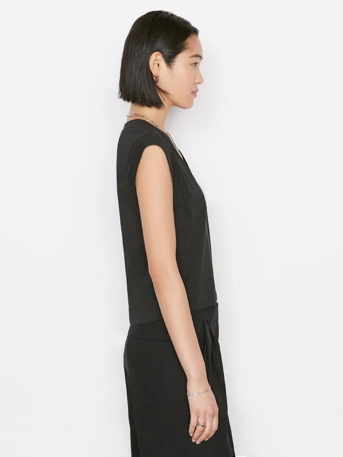 Women Tanks and Tees FRAME Le High Rise V Neck Tee 8212 Noir Women Tanks and Tees FRAME Le High Rise V Neck Tee 8212 Noir