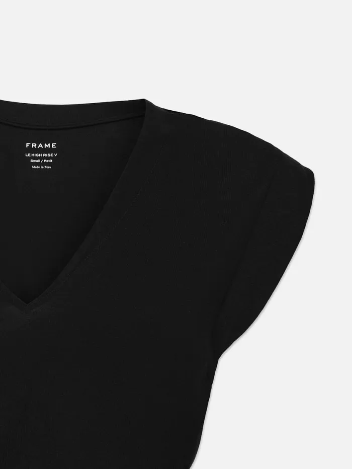 Women Tanks and Tees FRAME Le High Rise V Neck Tee 8212 Noir Women Tanks and Tees FRAME Le High Rise V Neck Tee 8212 Noir