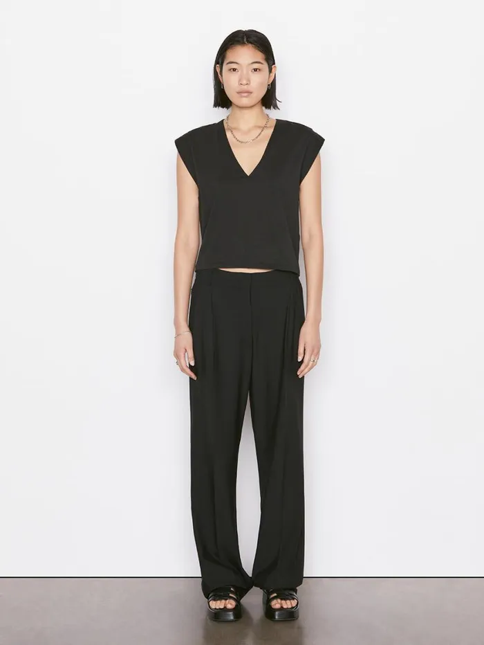Women Tanks and Tees FRAME Le High Rise V Neck Tee 8212 Noir Women Tanks and Tees FRAME Le High Rise V Neck Tee 8212 Noir