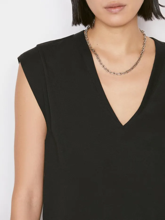 Women Tanks and Tees FRAME Le High Rise V Neck Tee 8212 Noir Women Tanks and Tees FRAME Le High Rise V Neck Tee 8212 Noir
