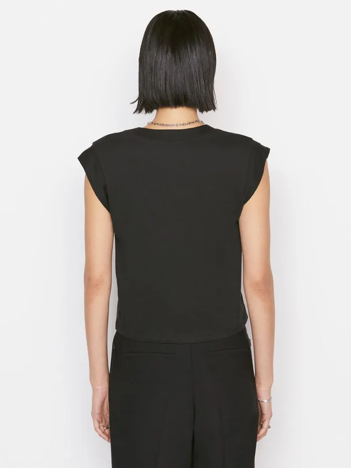 Women Tanks and Tees FRAME Le High Rise V Neck Tee 8212 Noir Women Tanks and Tees FRAME Le High Rise V Neck Tee 8212 Noir