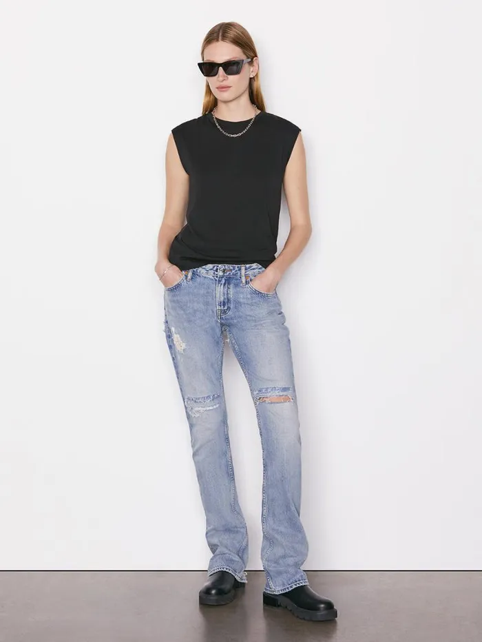 Women Tanks and Tees FRAME Le Mid Rise Muscle Tee 8212 Noir