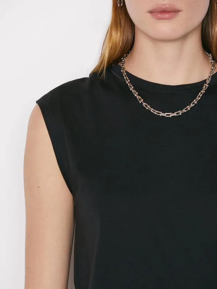 Women Tanks and Tees FRAME Le Mid Rise Muscle Tee 8212 Noir
