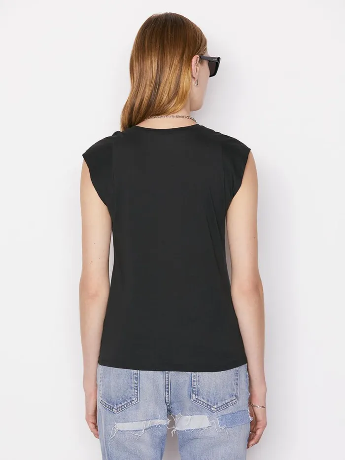 Women Tanks and Tees FRAME Le Mid Rise Muscle Tee 8212 Noir