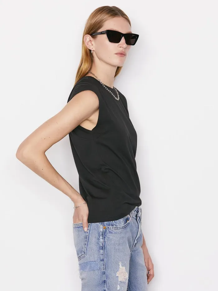 Women Tanks and Tees FRAME Le Mid Rise Muscle Tee 8212 Noir