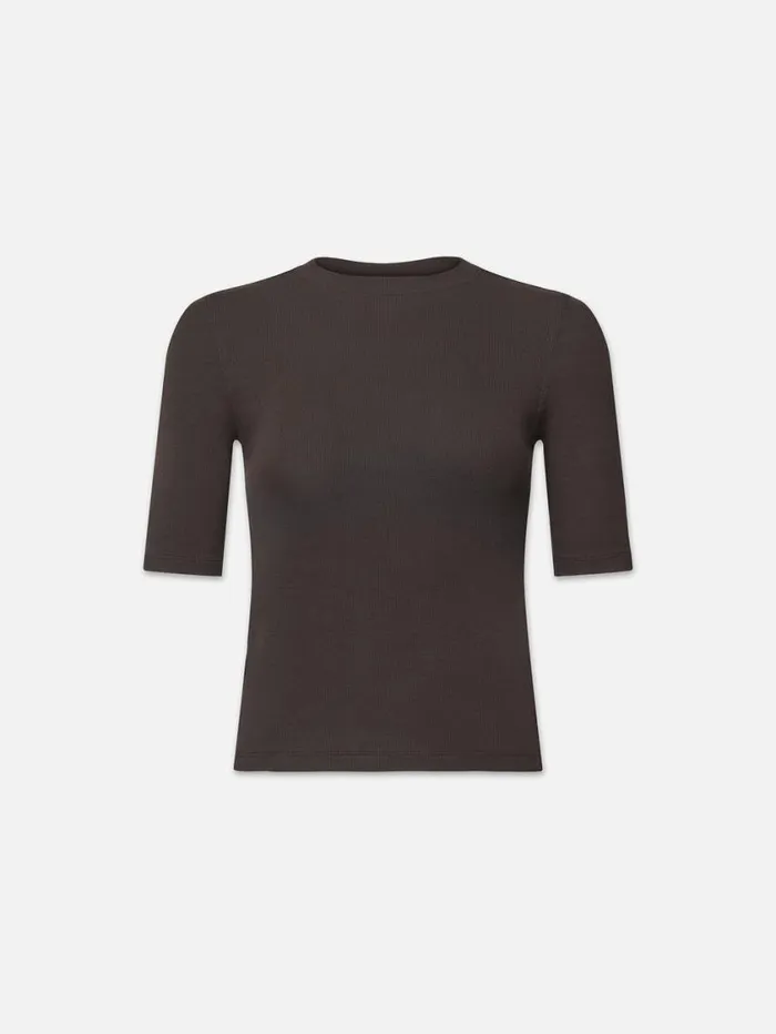 Women Tanks and Tees FRAME Rib Crewneck Tee 8212 Espresso