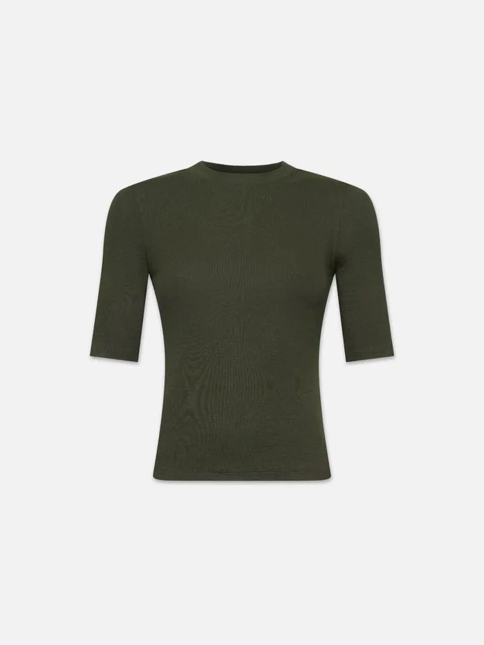 Women Tanks and Tees FRAME Rib Crewneck Tee 8212 Surplus