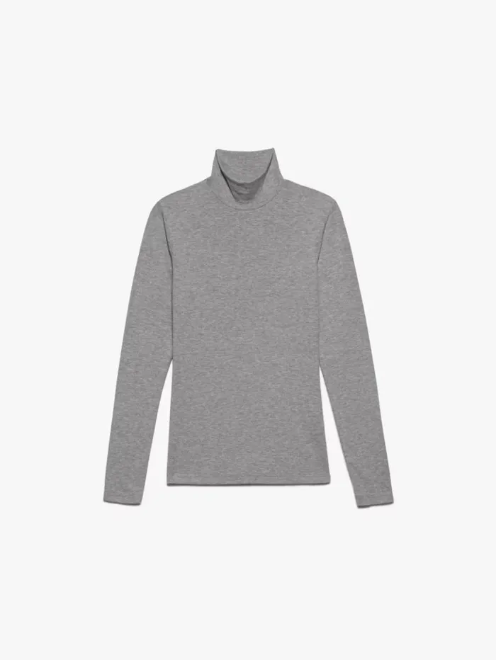 Women Tanks and Tees FRAME Rib Turtleneck 8212 Gris Heather