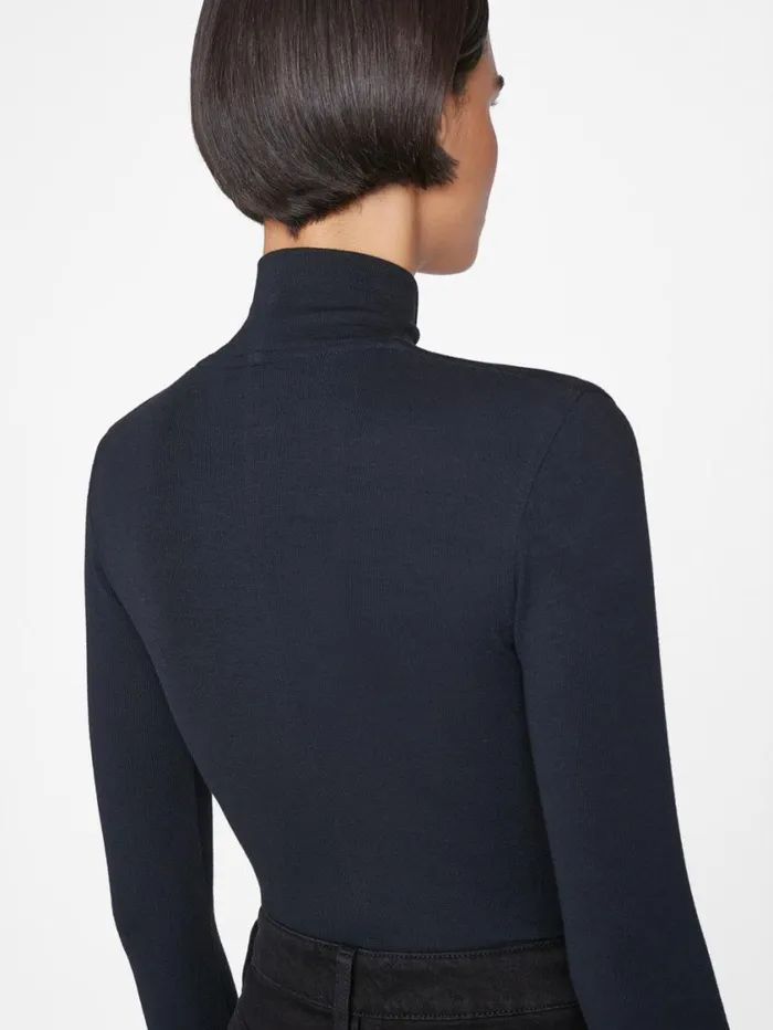 Women Tanks and Tees FRAME Rib Turtleneck 8212 Noir Women Tanks and Tees FRAME Rib Turtleneck 8212 Noir