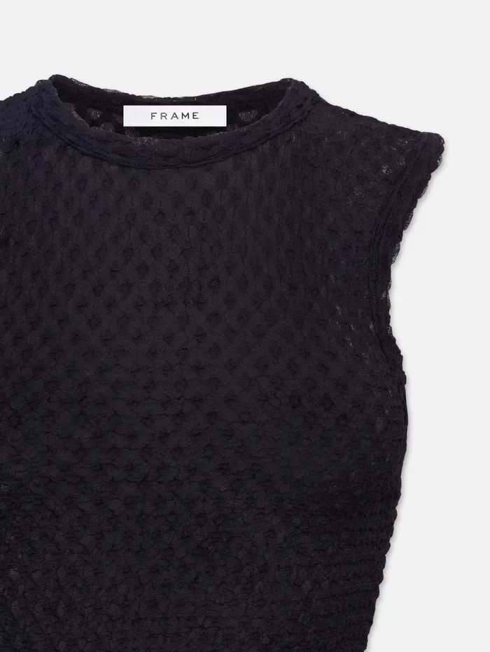 Women Tanks and Tees FRAME Sleeveless Mesh Lace Top 8212 Navy Women Tanks and Tees FRAME Sleeveless Mesh Lace Top 8212 Navy
