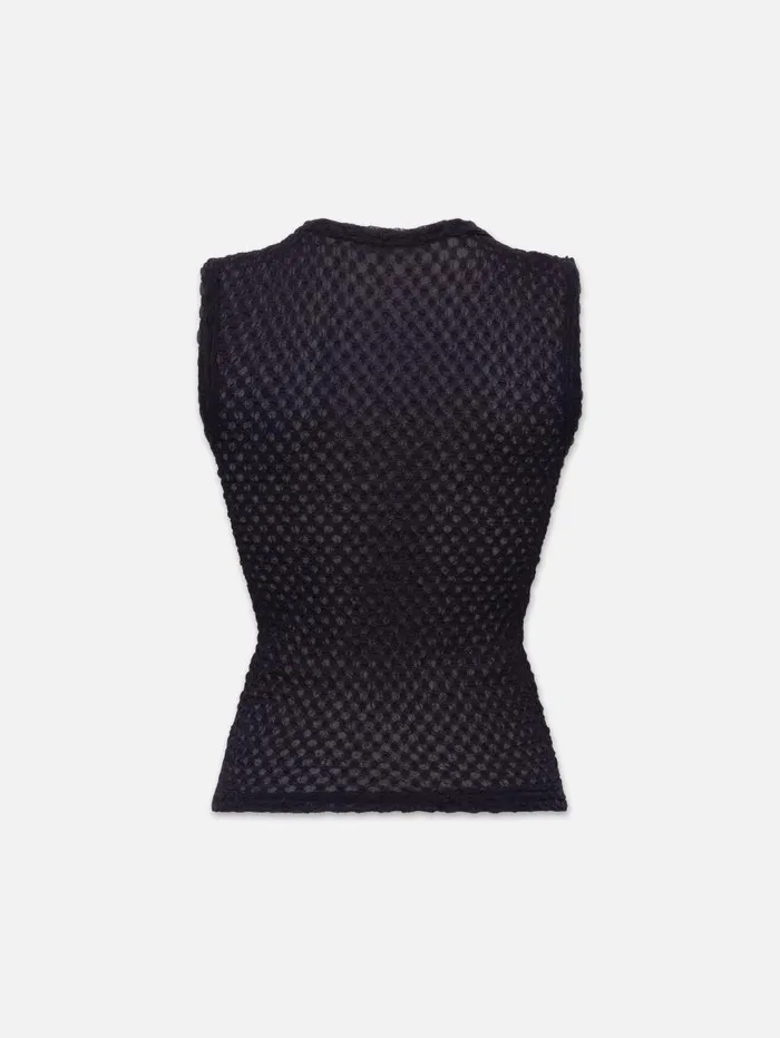 Women Tanks and Tees FRAME Sleeveless Mesh Lace Top 8212 Navy Women Tanks and Tees FRAME Sleeveless Mesh Lace Top 8212 Navy