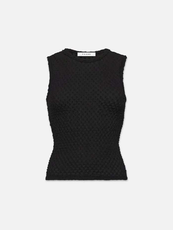 Women Tanks and Tees FRAME Sleeveless Mesh Lace Top 8212 Noir